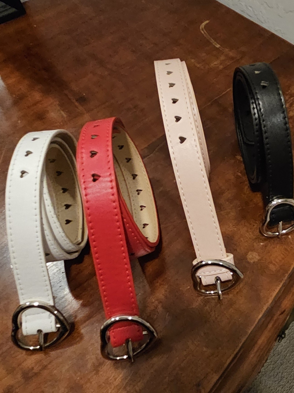 Source Unknown Heart-Accent Belts Faux Leather in White, Red, Pink, and Black - Picture 2 of 10